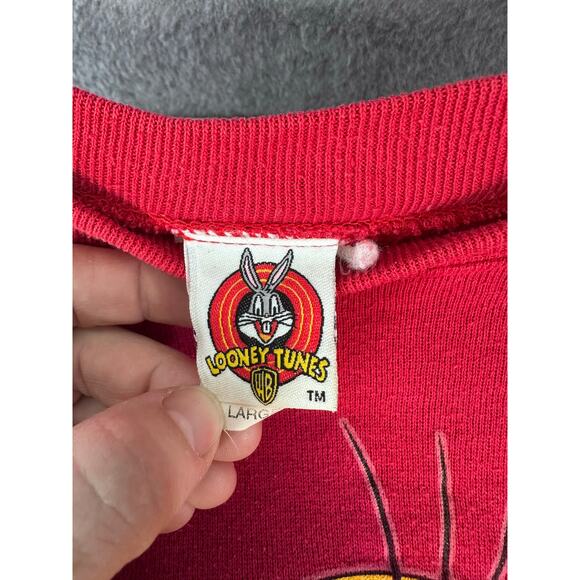 VTG Looney Tunes sz L Red Tweety Bird Pullover Sweatshirt Crewneck 90s Y2K - Picture 7 of 9